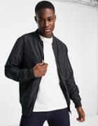 Brave Soul Full Zip Bomber Jacket In Black