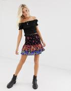 Only Scarf Print Smocked Mini Skirt - Multi
