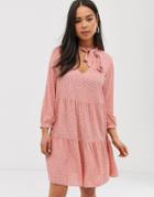 New Look Smock Dress In Pink Polka Dot