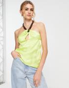 River Island Chain Trim Neck Cami In Lime-green