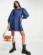 Levi's Denim Frill Collar Dress In Indigo-navy
