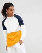 Asos Relaxed Longline Long Sleeve T-shirt In Color Block - White