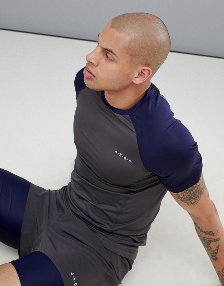 Asos 4505 Training Muscle T-shirt With Contrast Raglan And Quick Dry - Gray