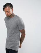 Asos Longline T-shirt With Side Zips In Muscle Fit In Black And White Twist - Gray