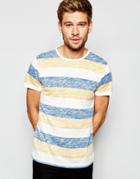 Esprit Reverse Stripe T-shirt In Slim Fit - White