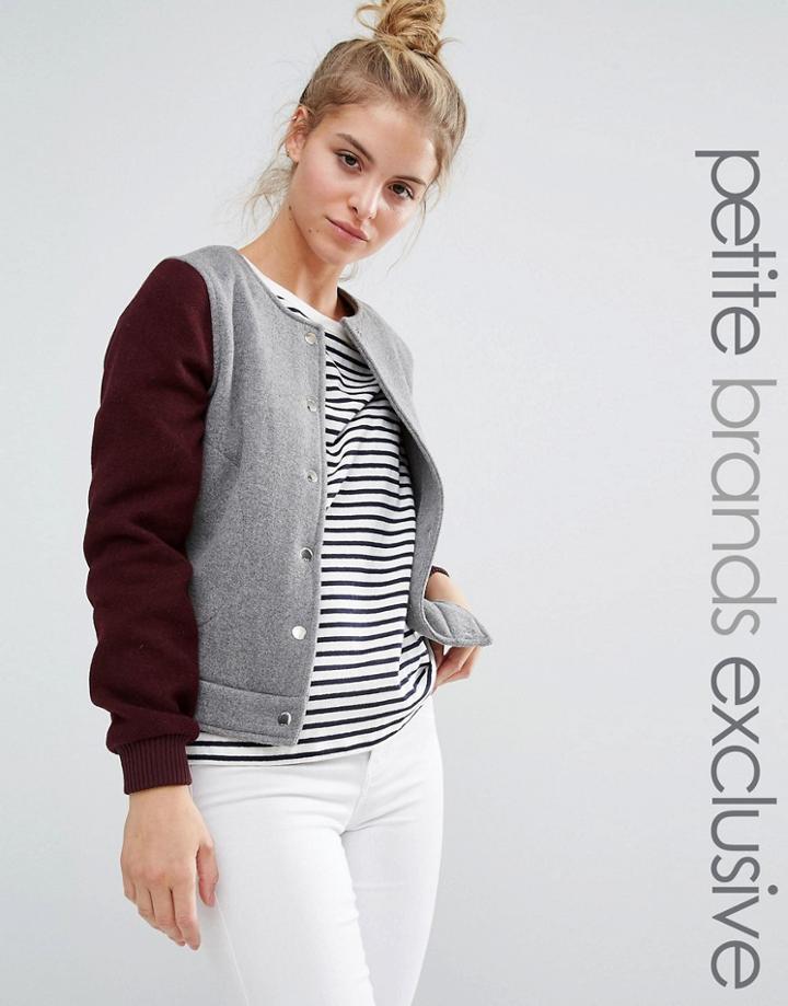Noisy May Petite Button Up Baseball Jacket - Multi