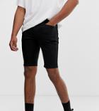 Asos Design Tall Denim Shorts In Spray On With Power Stretch In Black - Black
