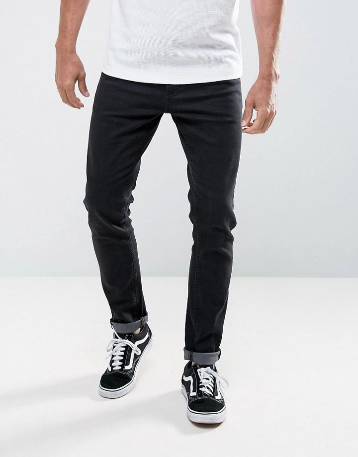 Ldn Dnm Skinny Jeans In Washed Black - Black