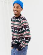 Le Breve Reindeer Holidays Sweater-navy