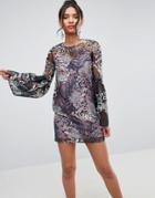 Asos Pretty Enchanted Lace Smock Mini Dress - Multi