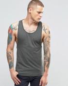Asos Muscle Tank With Extreme Racer Back In Khaki - Green