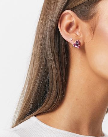 Krystal Swarovski Heart Stud Earrings-silver