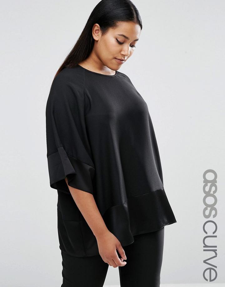 Asos Curve Matt And Shine Oversized Tee - Black