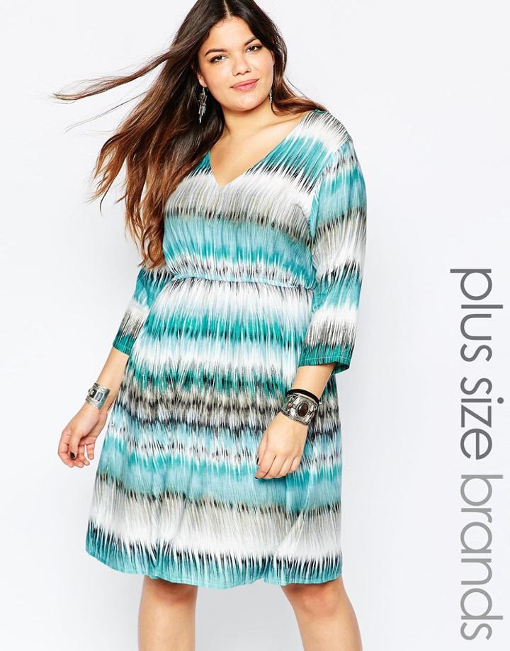 Diya Plus Skater Dress In Multi Stripe Print - Tie Dye