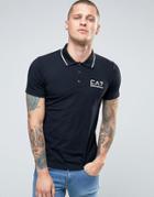 Emporio Armani Ea7 Polo Shirt With Tipping In Black - Black