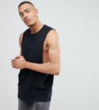 Asos Design Tall Longline Tank With Extreme Dropped Armhole In Black - Black