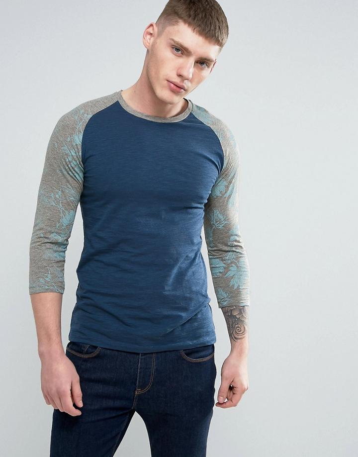 Jack & Jones Contrast Sleeve Raglan Top - Blue