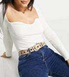 My Accessories London Exclusive Silver Eyelet Waist And Hip Jeans Belt In Camel-neutral