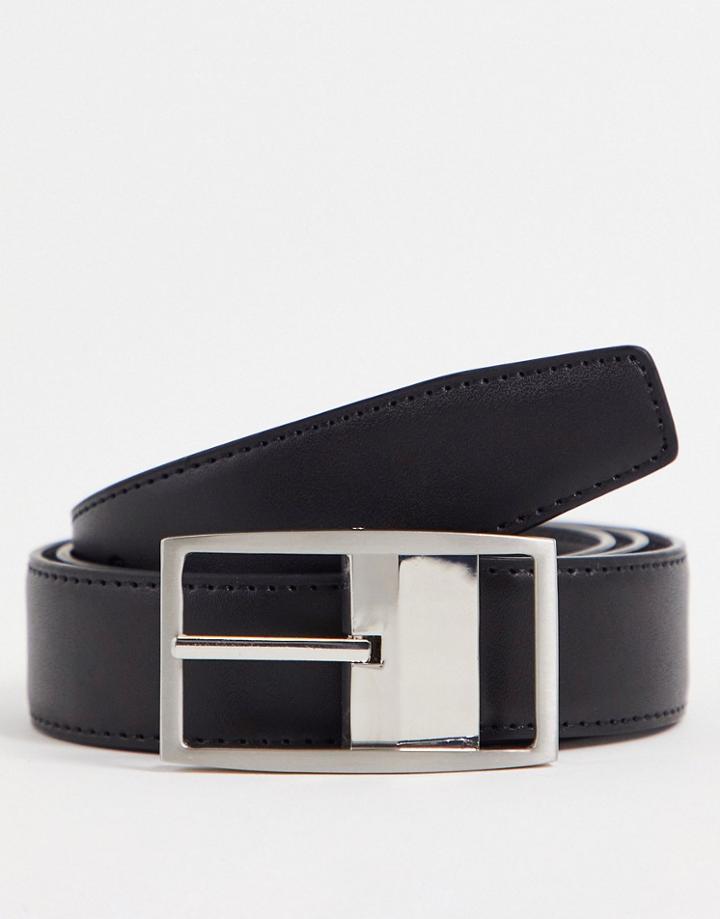 Gianni Feraud Smooth Real Leather Belt In Matte Black