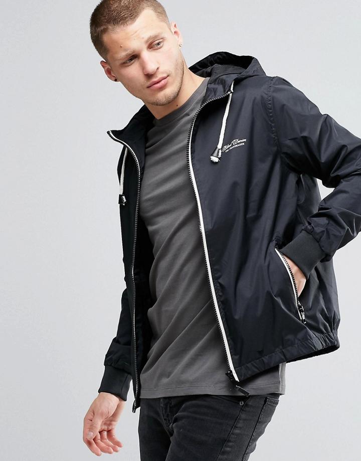 Blend Hooded Jacket Nylon In Black - Black
