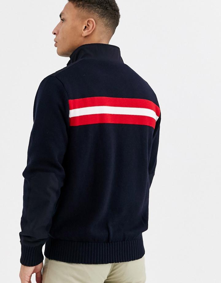 Calvin Klein Golf Navigation Lined Knitted Zip Sweat In Navy