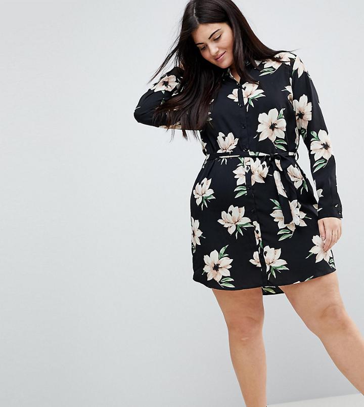 Ax Paris Plus Floral Shirt Dress - Multi