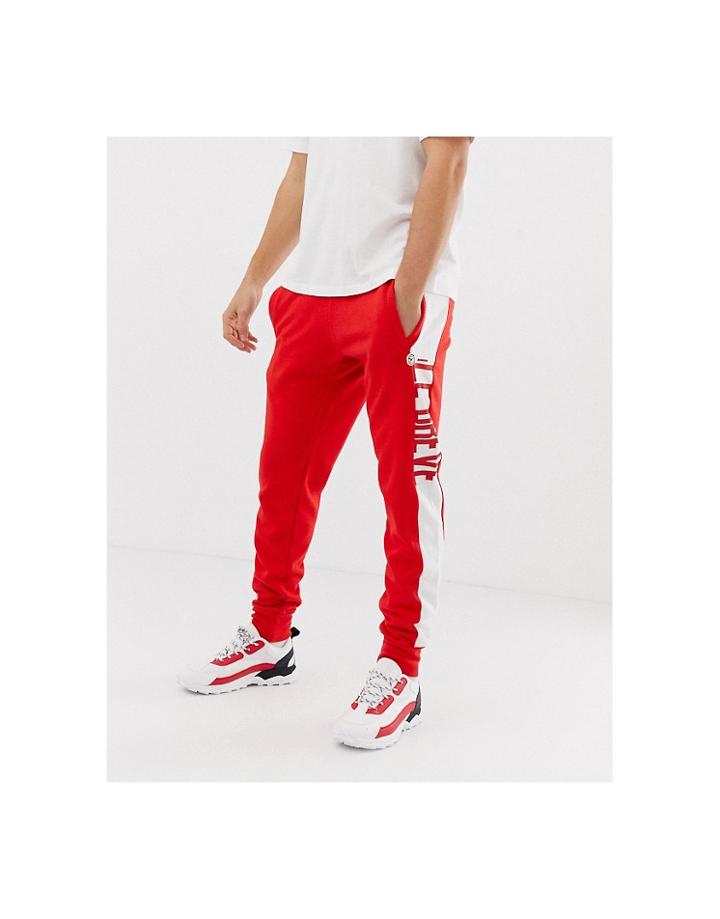 Le Breve Stencil Slim Fit Jogger-red
