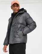 Jack & Jones Originals Puffer With Hood In Charcoal-grey