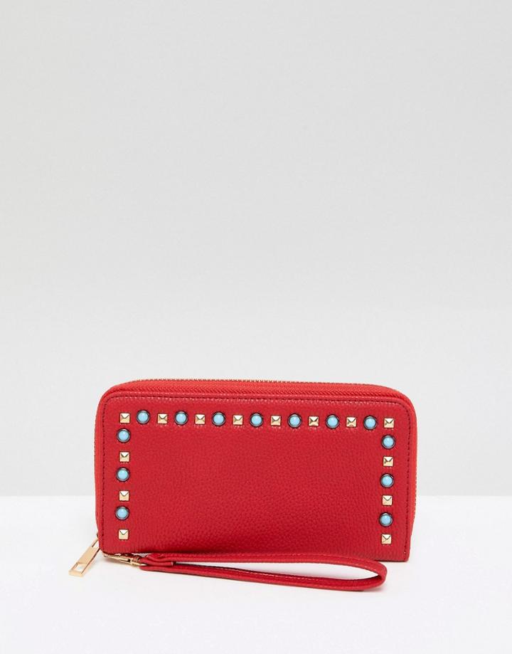 Yoki Fashion Red Purse With Pearl Embellishment - Red