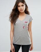 Pieces Billo Patch T-shirt - Gray