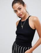 Miss Selfridge High Neck Tank In Black - Black