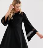 Asos Design Maternity Lace Insert Shift Dress-black