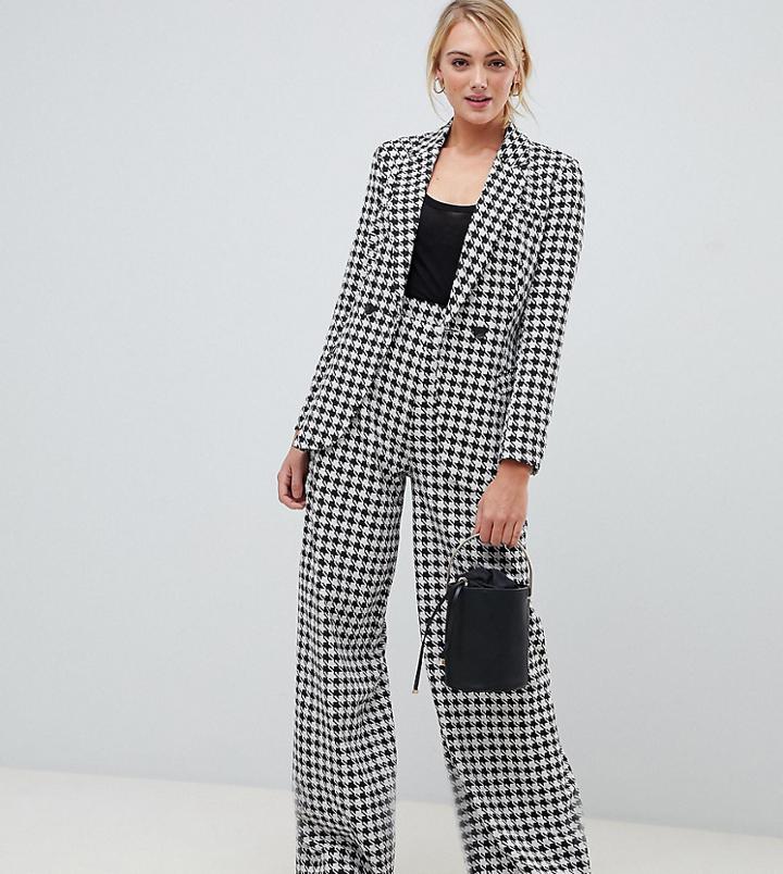 Asos Design Tall Houndstooth Wide Leg Pants - Multi