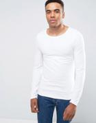 Asos Extreme Muscle Fit Long Sleeve T-shirt With Crew Neck In White - White