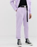 Asos Design Two-piece Relaxed Utility Pants In Washed Lilac-purple