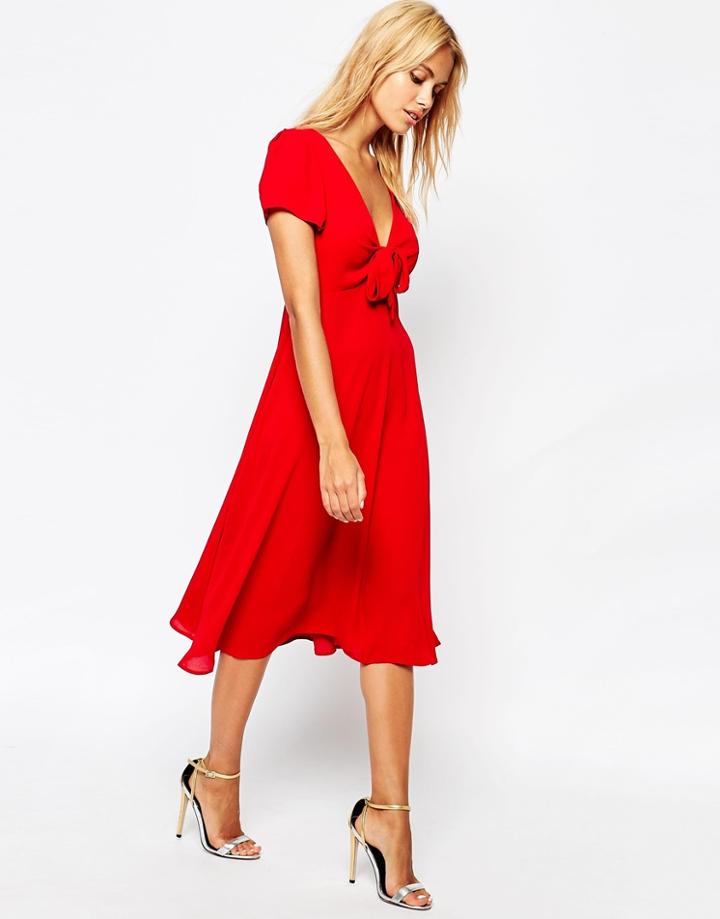 Love Bow Front Midi Dress - Black