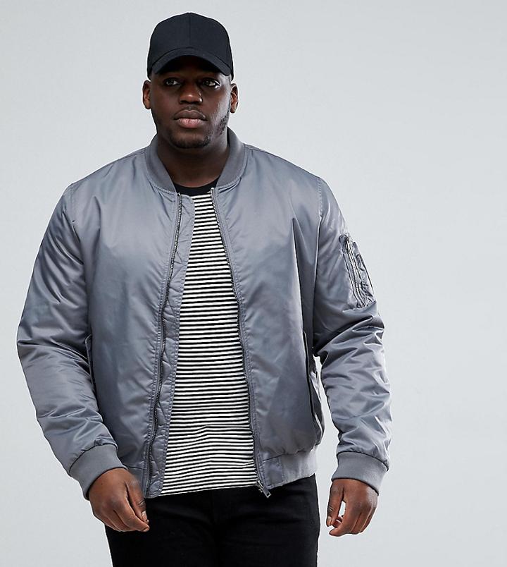 Brave Soul Plus Ma1 Bomber Jacket - Gray