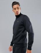 Farah Sport Glebe 1/4 Zip Logo Sweat In Black - Black