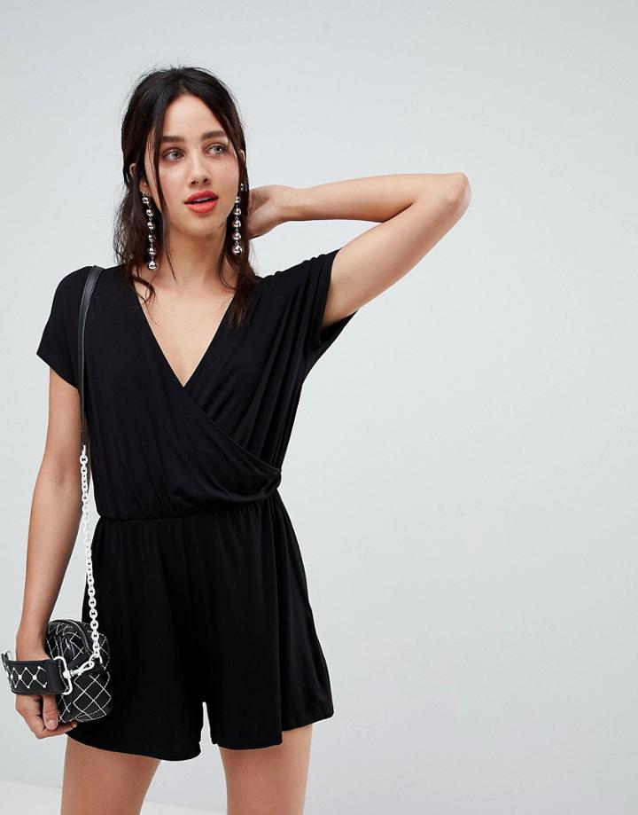 Stradivarius Cross Front Romper - Black