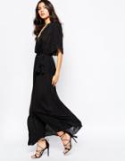 The Stone Cold Fox Leo Maxi Dress In Black Silk - Black