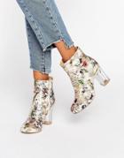 Public Desire Claudia Floral Clear Heeled Ankle Boots - Multi