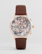 Reclaimed Vintage Inspired Sunflower Leather Watch In Brown 36mm Exclusive To Asos - Brown