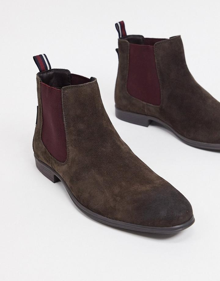 Ben Sherman Chelsea Boots In Brown Suede