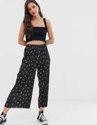 Asos Design Plisse Culotte Pants In Neon Pop Ditsy Print-multi
