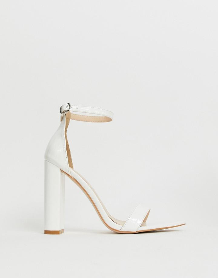 Public Desire Miao White Patent Block Heeled Sandals