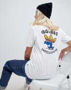 Adidas Skateboarding Coasting Trefoil Back Graphic T-shirt In White - White