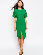 Asos Wiggle Dress With Split Front - Pepper Green
