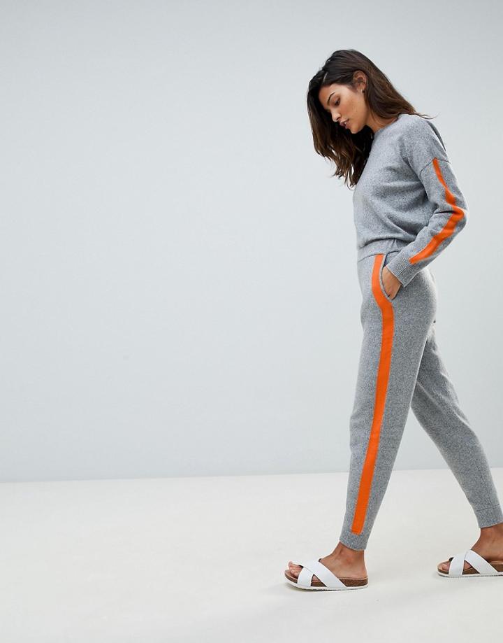 Micha Lounge Oversized Sweater With Contrast Stripe Detail Two-piece - Gray