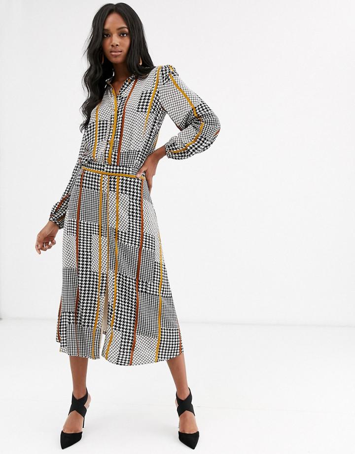 Y.a.s Mix Houndstooth Midi Skirt