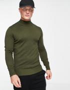 Gianni Feraud Premium Muscle Fit Stretch High Turtle Neck Sweater-green